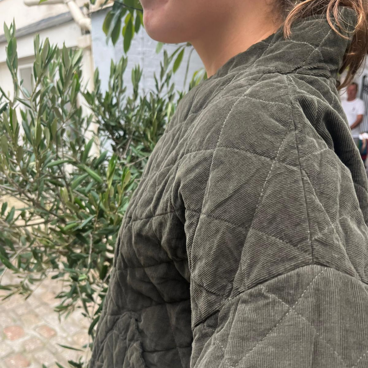 Needlecord Quilted Jacket - Khaki Green