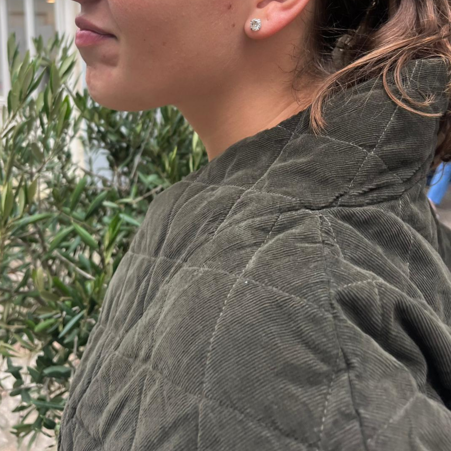 Needlecord Quilted Jacket - Khaki Green