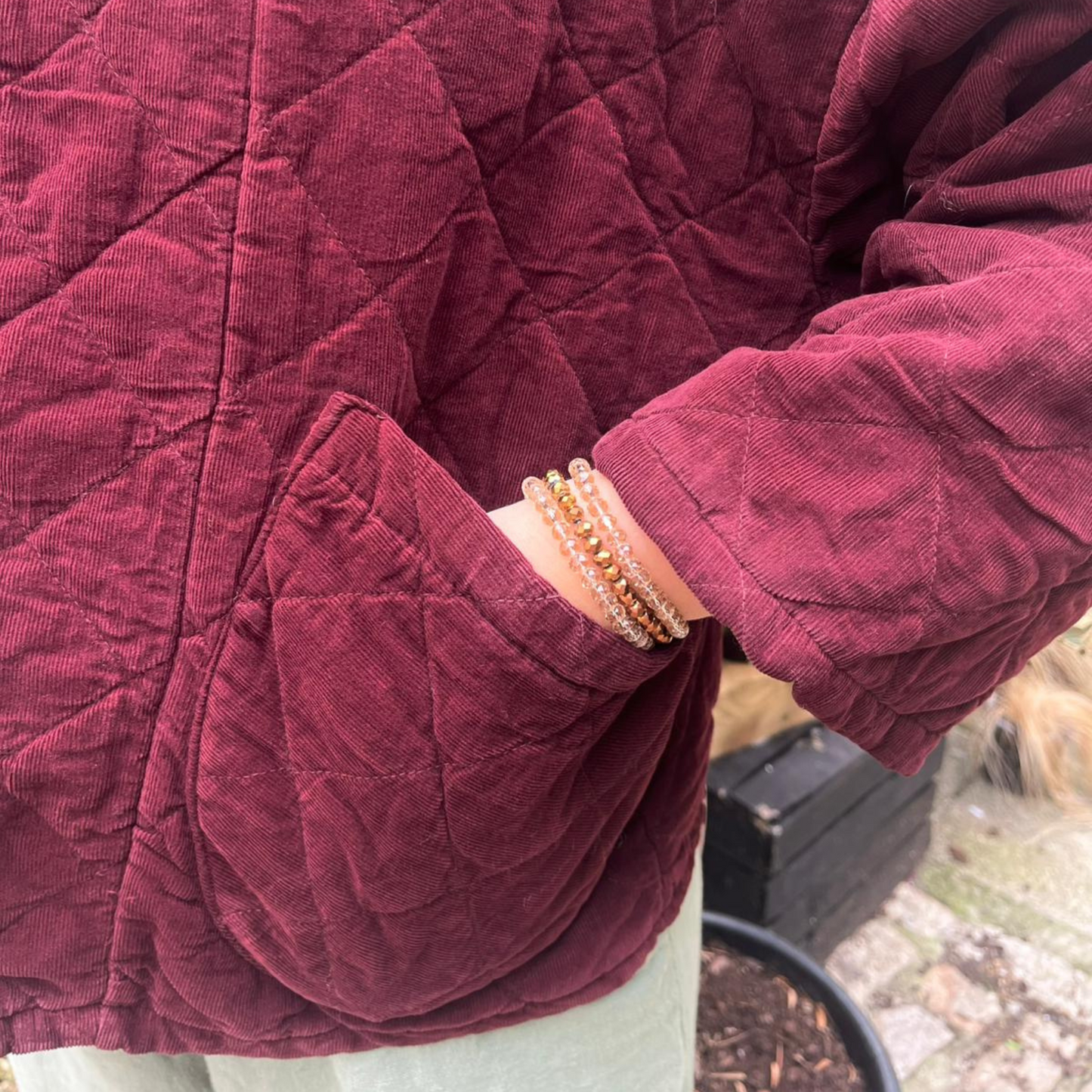 Needlecord Quilted Jacket - Violet Red
