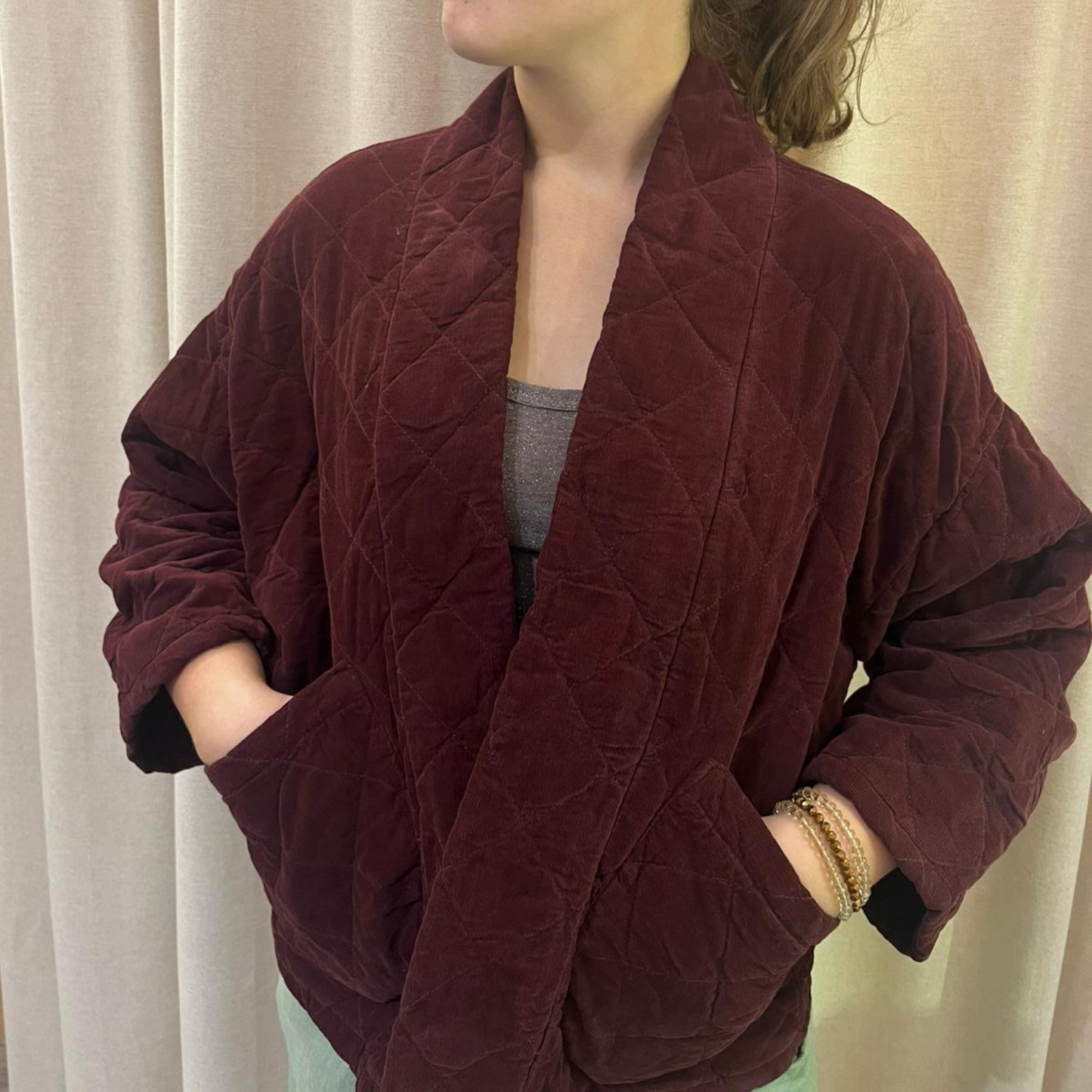 Needlecord Quilted Jacket - Violet Red