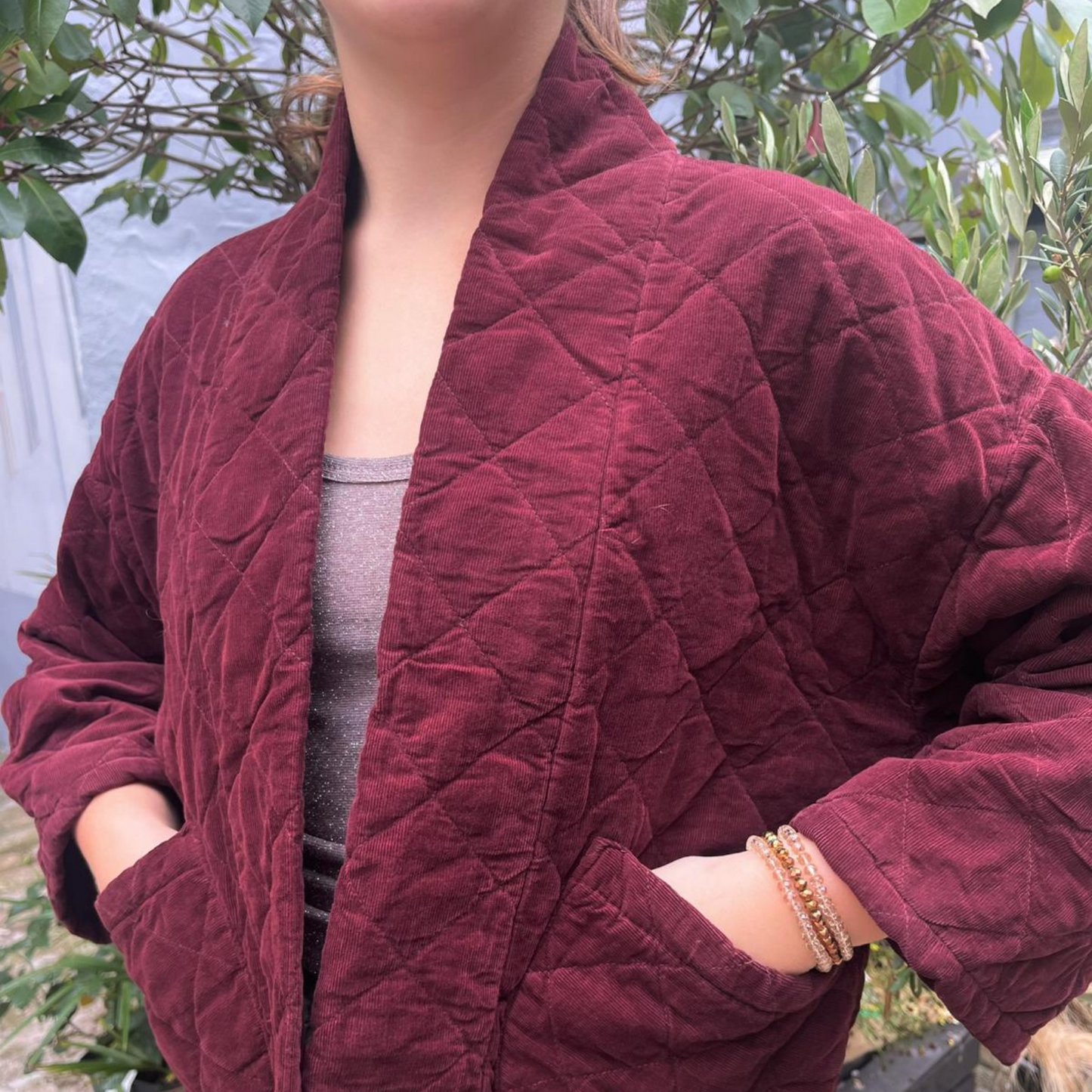 Needlecord Quilted Jacket - Violet Red