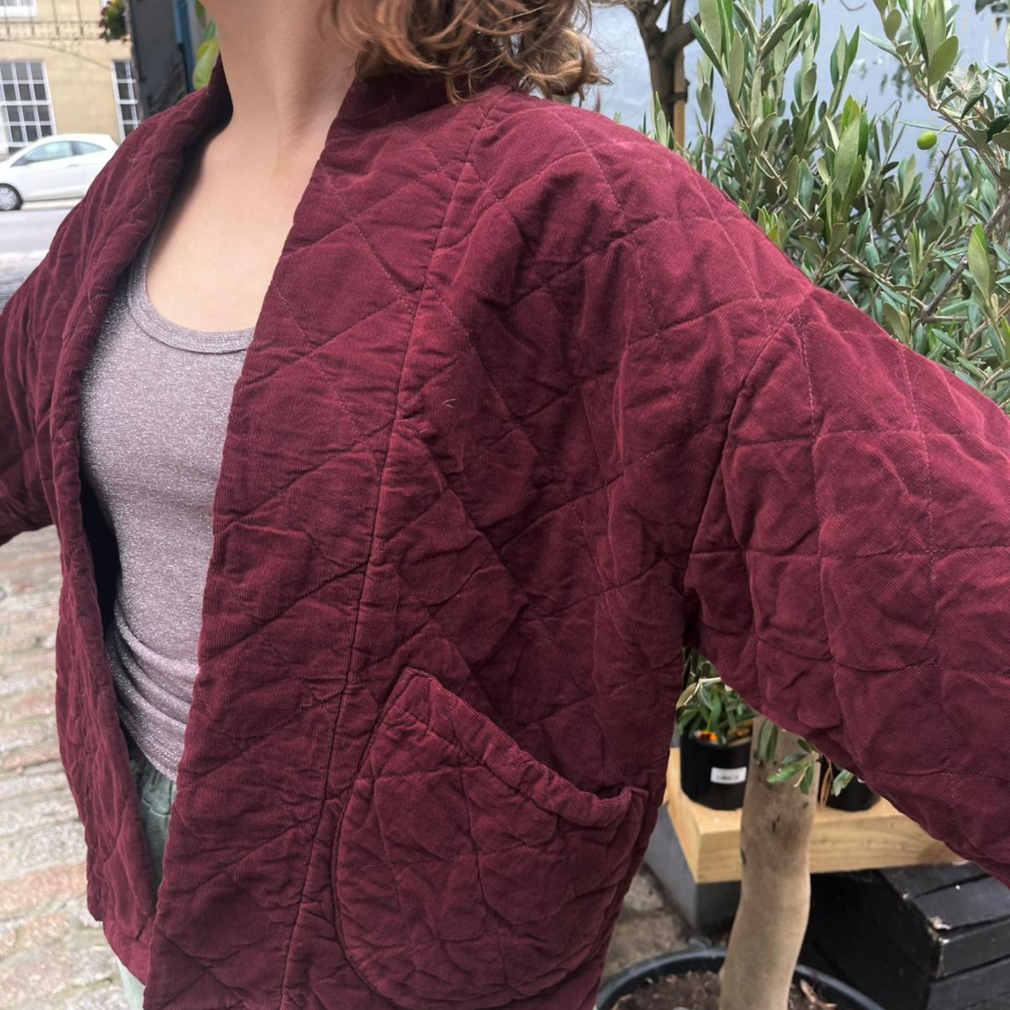 Needlecord Quilted Jacket - Violet Red