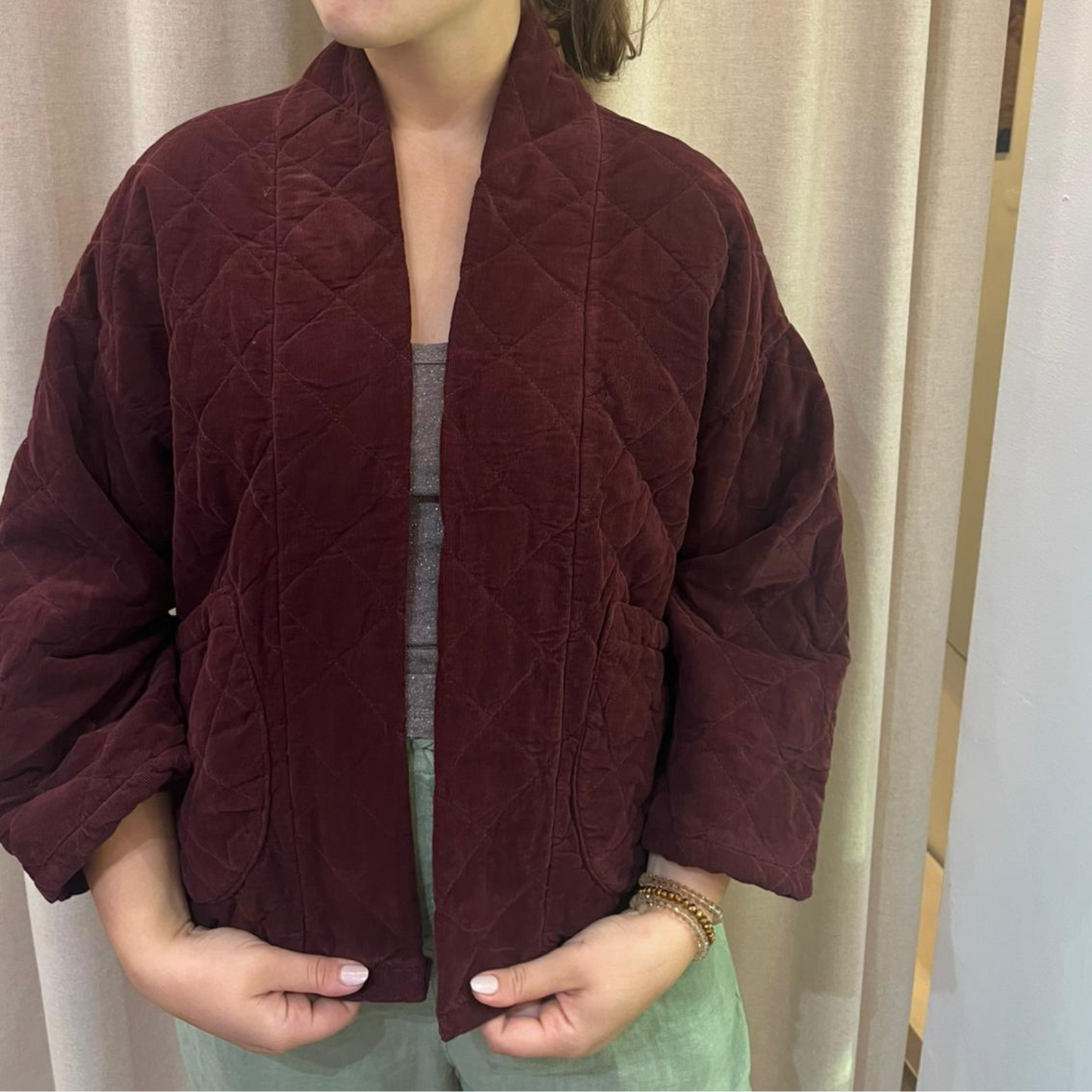 Needlecord Quilted Jacket - Violet Red