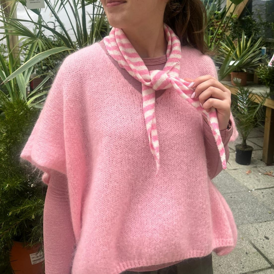 Drop Shoulder Mohair Blend Tank Top - Candy Pink