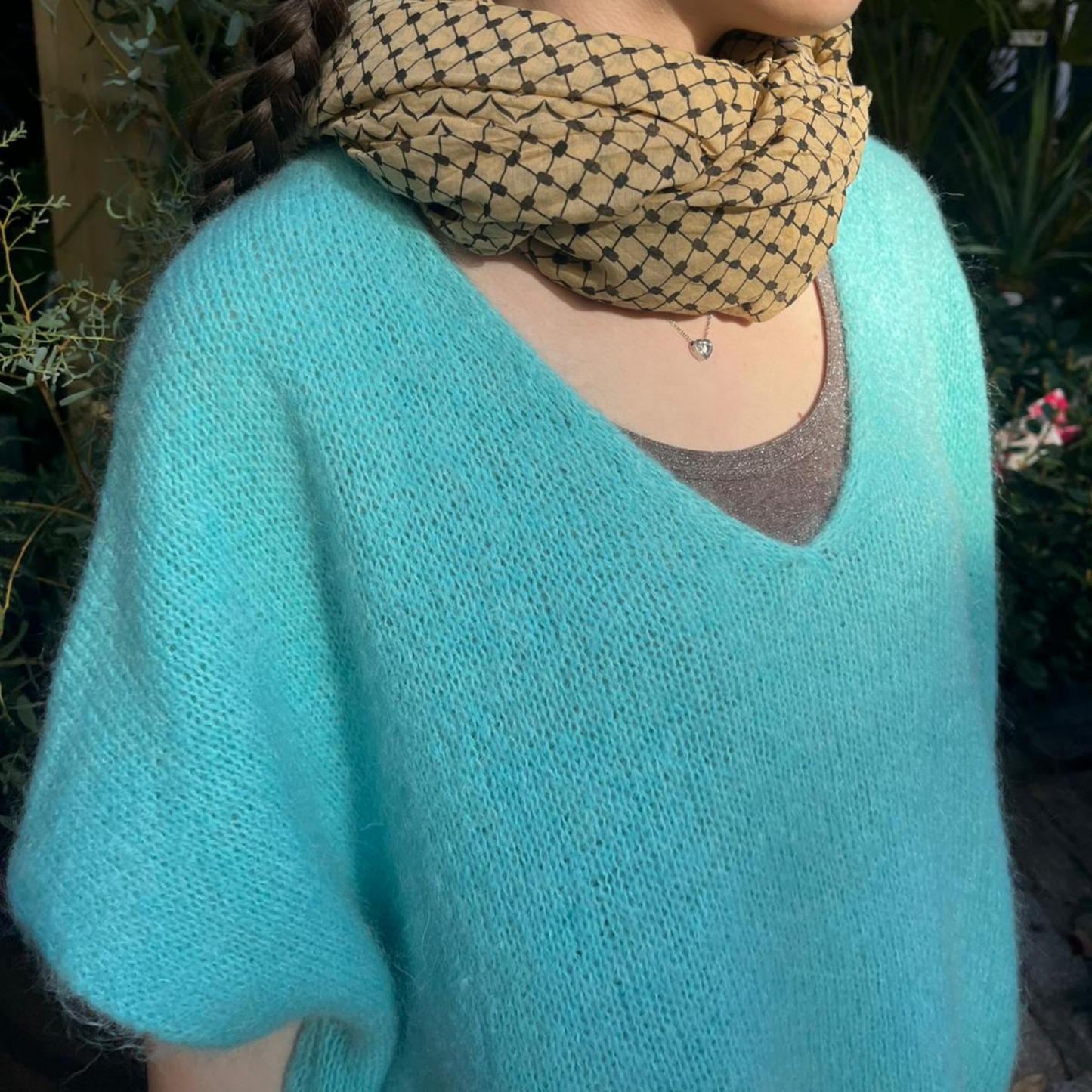 Drop Shoulder Mohair Blend Tank Top - Coastal Teal