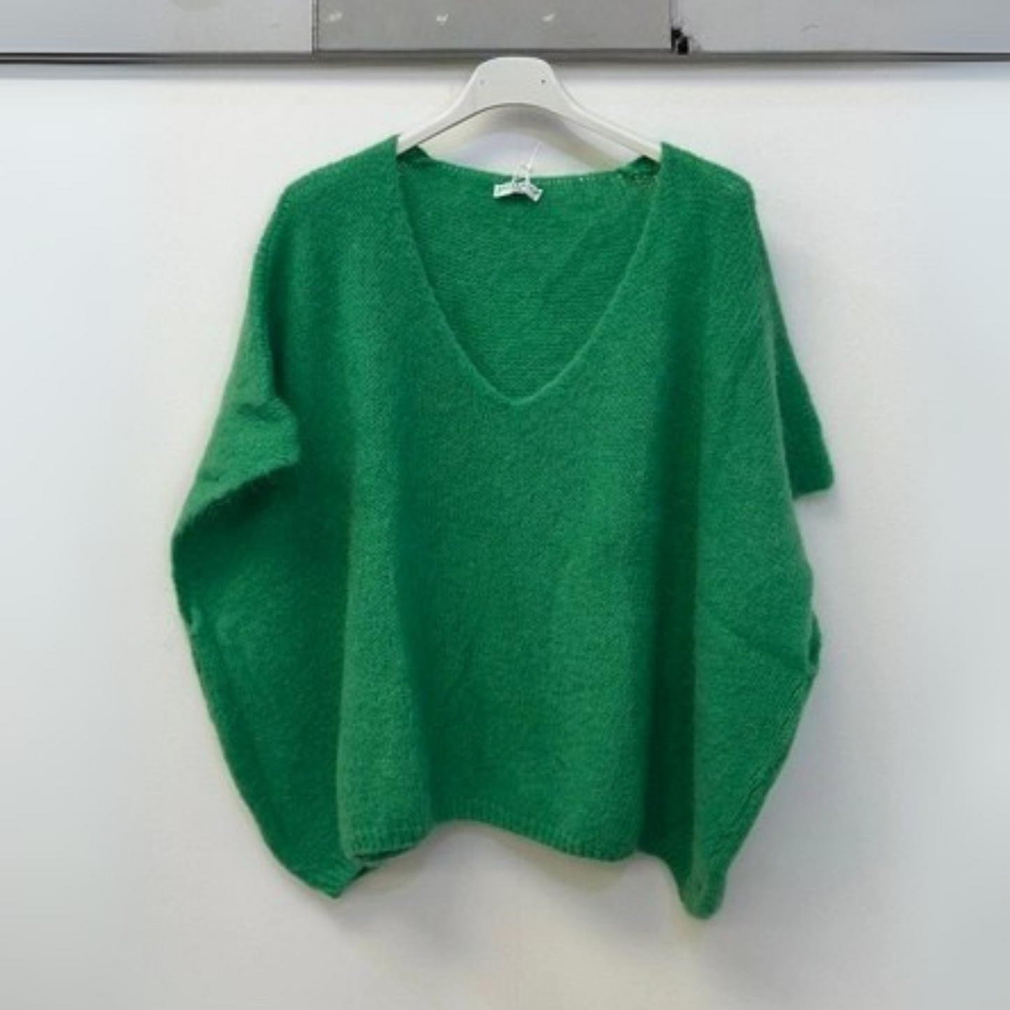 Drop Shoulder Mohair Blend Tank Top - Emerald Green
