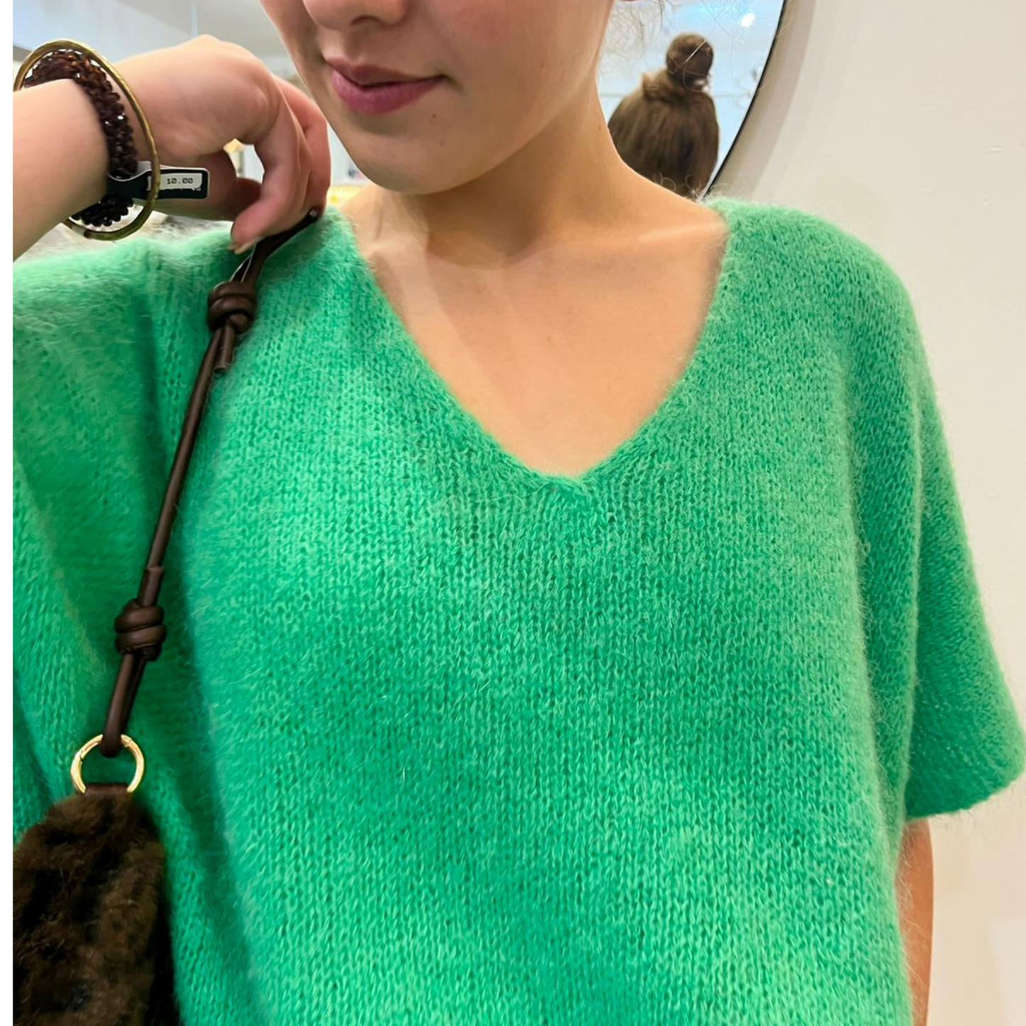 Drop Shoulder Mohair Blend Tank Top - Emerald Green