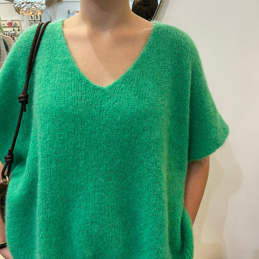 Drop Shoulder Mohair Blend Tank Top - Emerald Green