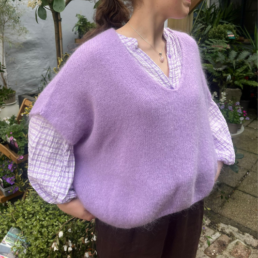 Drop Shoulder Mohair Blend Tank Top - Lavender