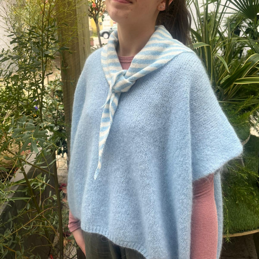 Drop Shoulder Mohair Blend Tank Top - Powder Blue