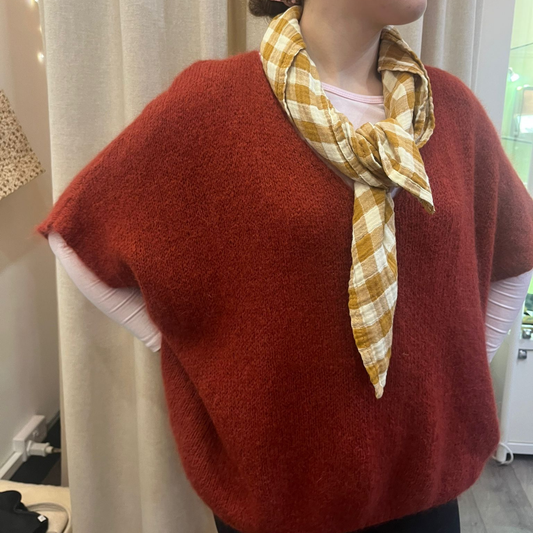 Drop Shoulder Mohair Blend Tank Top - Rust