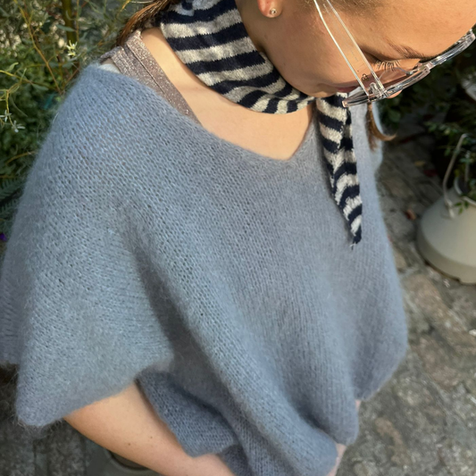 Drop Shoulder Mohair Blend Tank Top - Smoke Blue