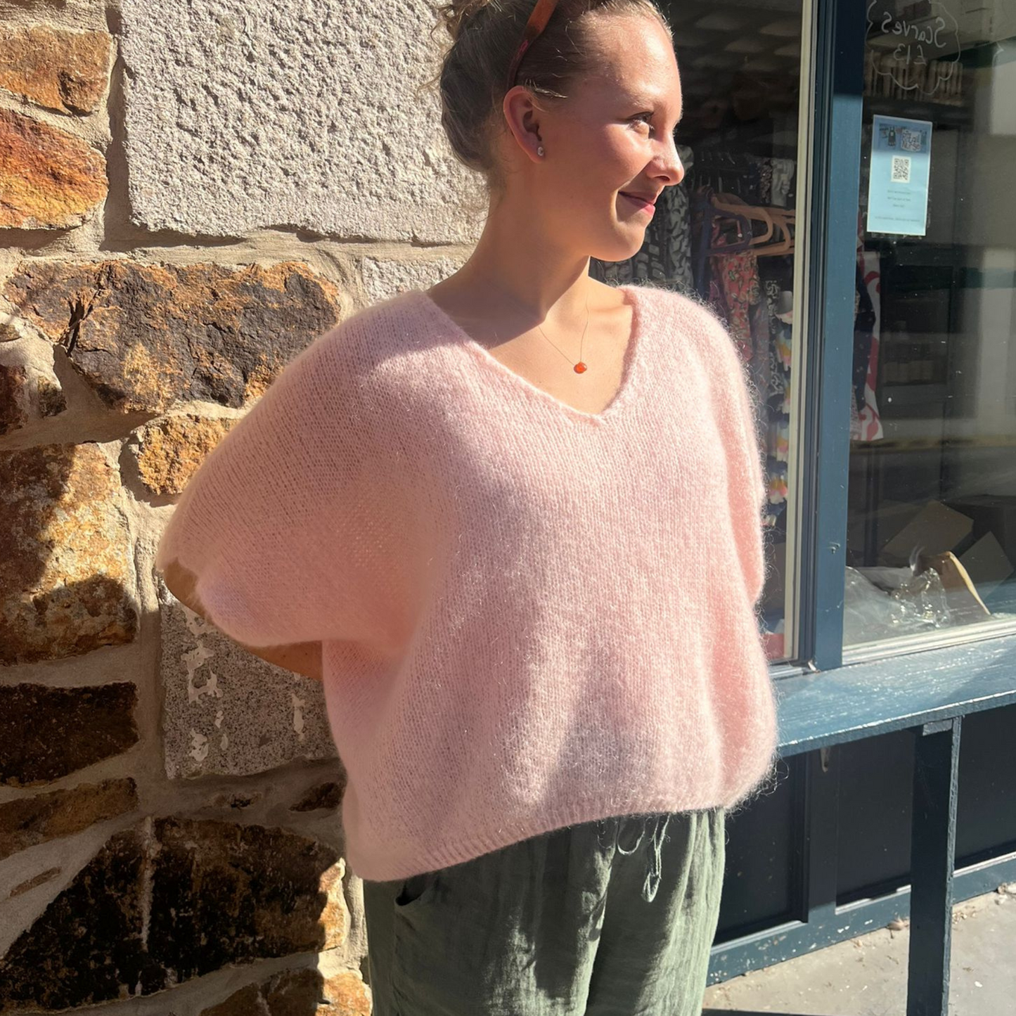Drop Shoulder Mohair Blend Tank Top - Soft Pink