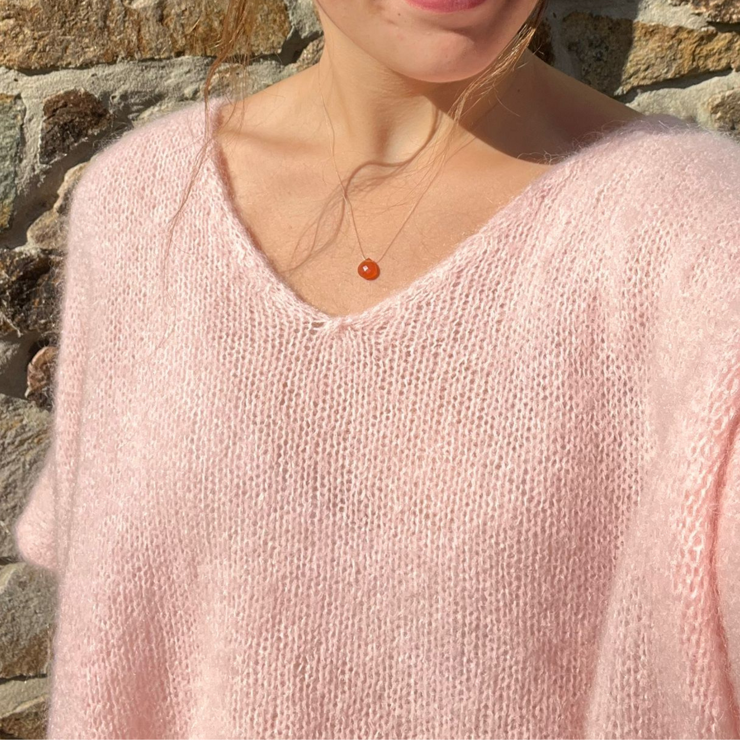 Drop Shoulder Mohair Blend Tank Top - Soft Pink