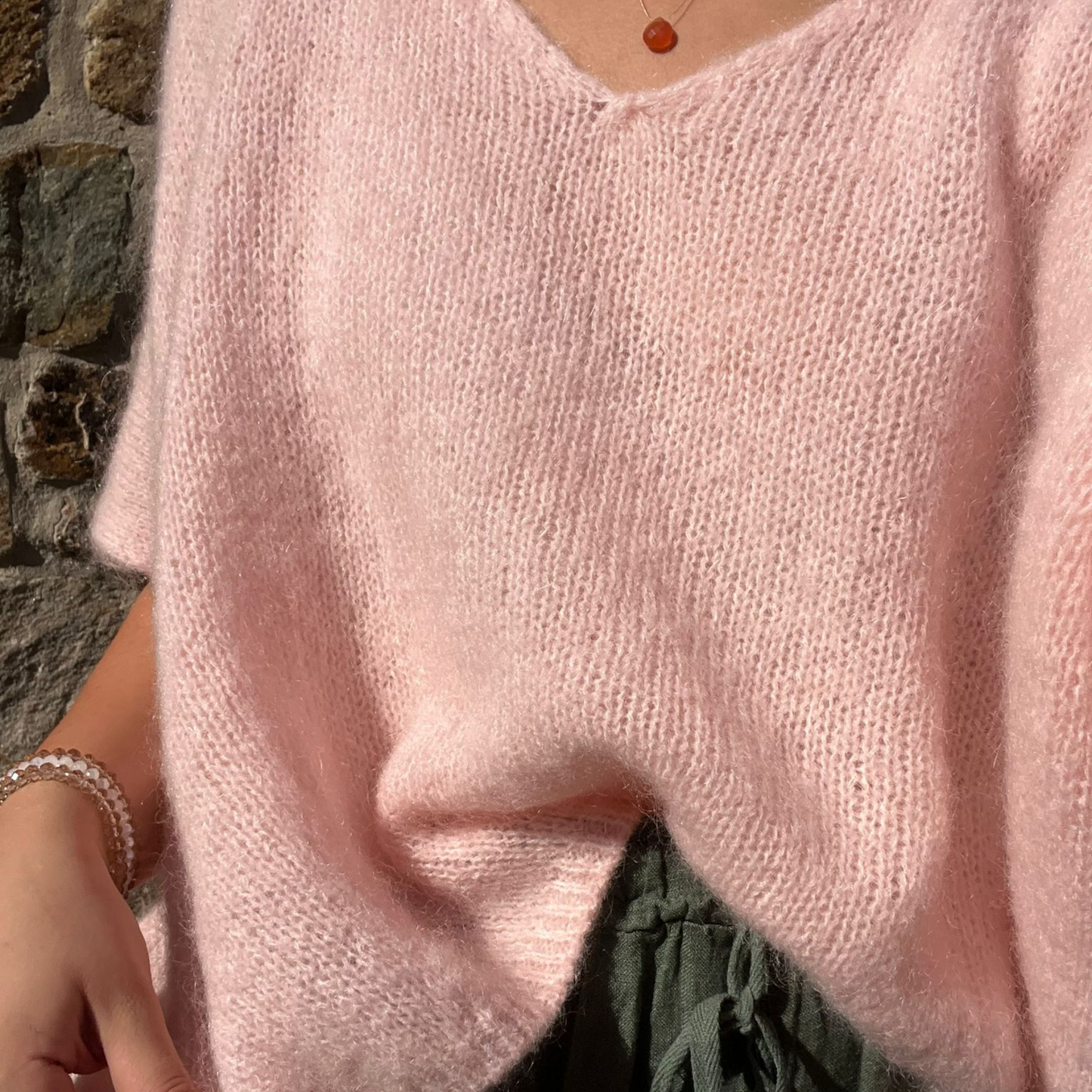 Drop Shoulder Mohair Blend Tank Top - Soft Pink