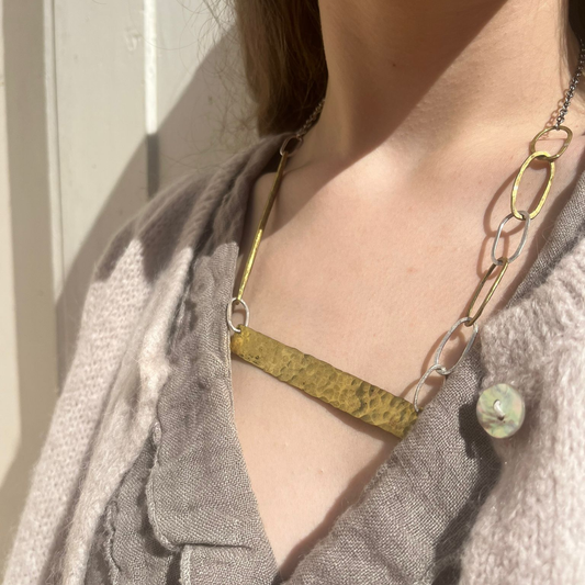 Eco Silver and Brass Statement Necklace