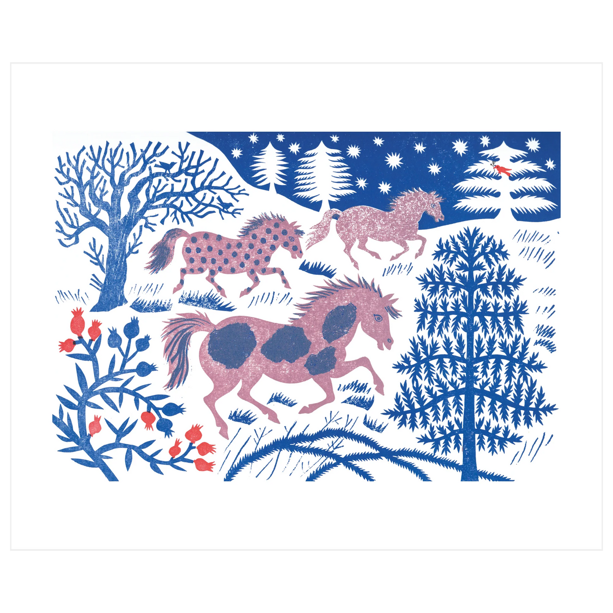Greetings Card - Snow Ponies