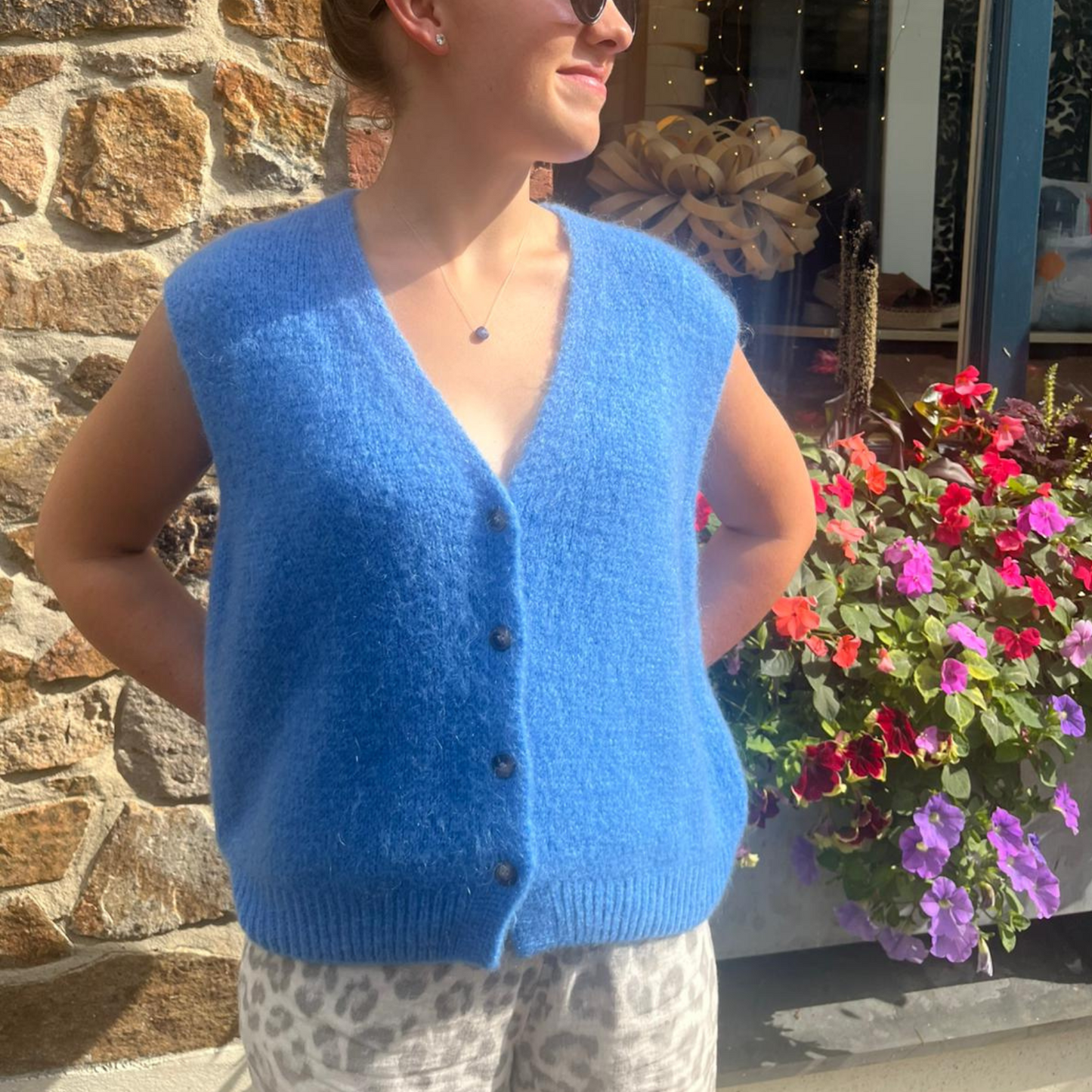 Erika Kid Mohair Vest - Cornflower Blue