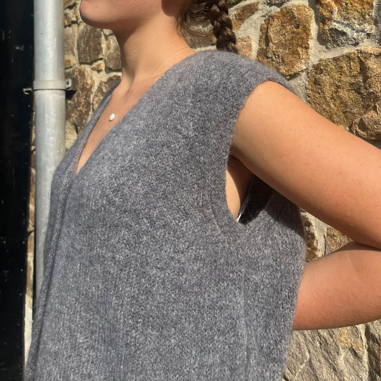 Erika Kid Mohair Vest - Dark Grey