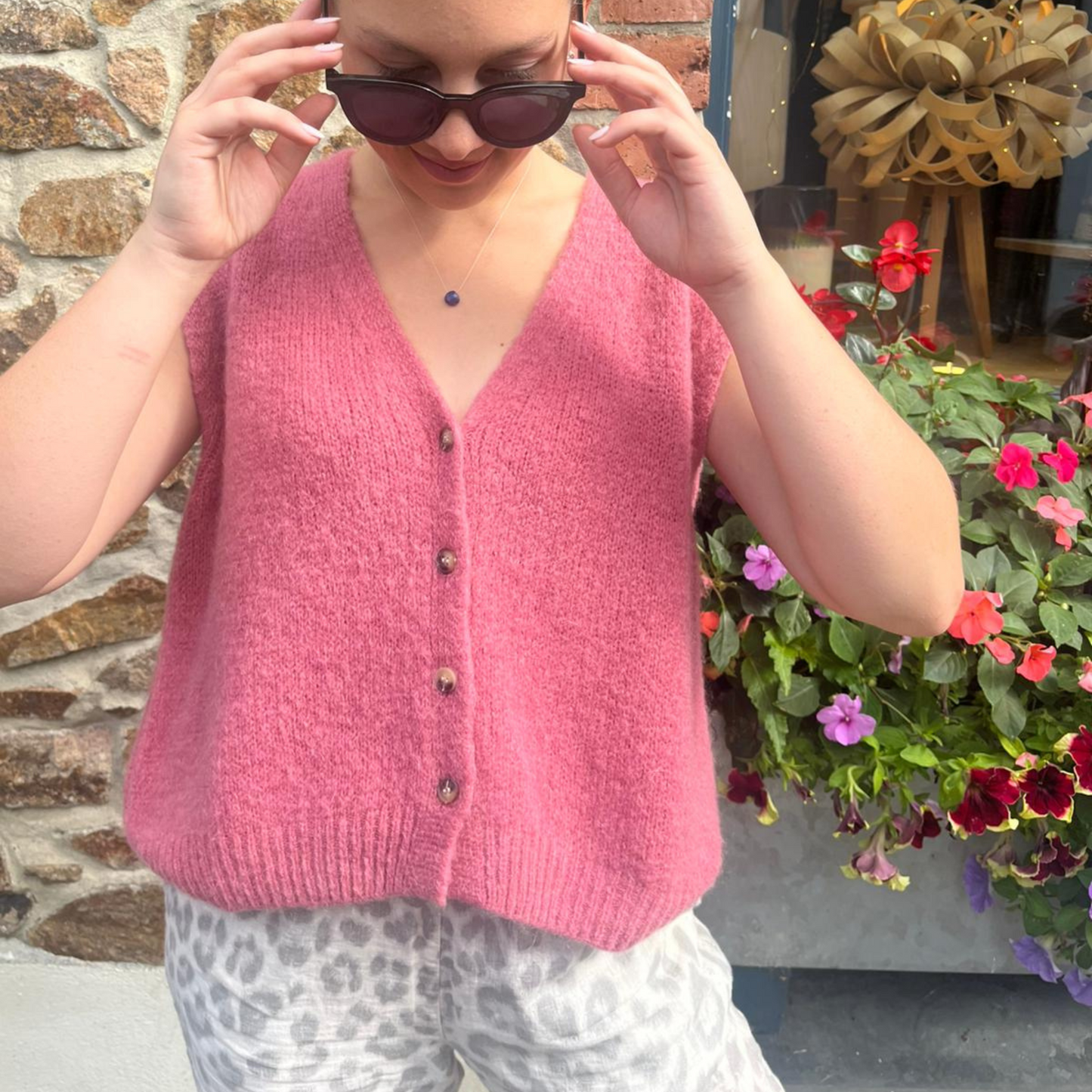 Erika Kid Mohair Vest - Rose Pink