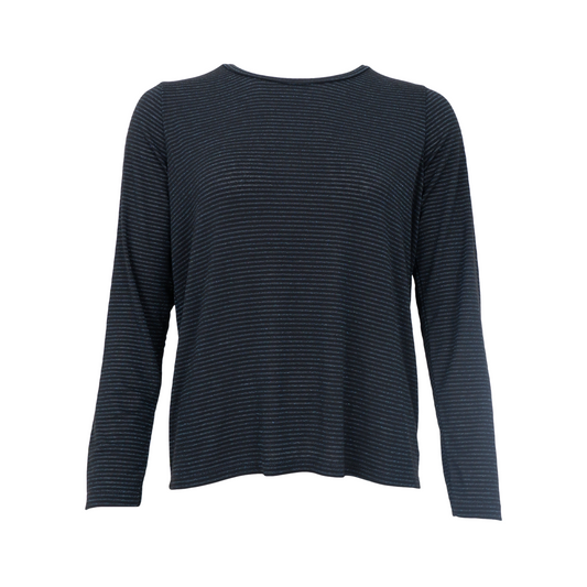 Faye Long Sleeve Top - Black Shimmer Stripe