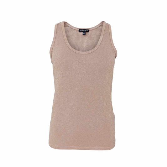 Faye Glitter Vest Top - Golden Taupe