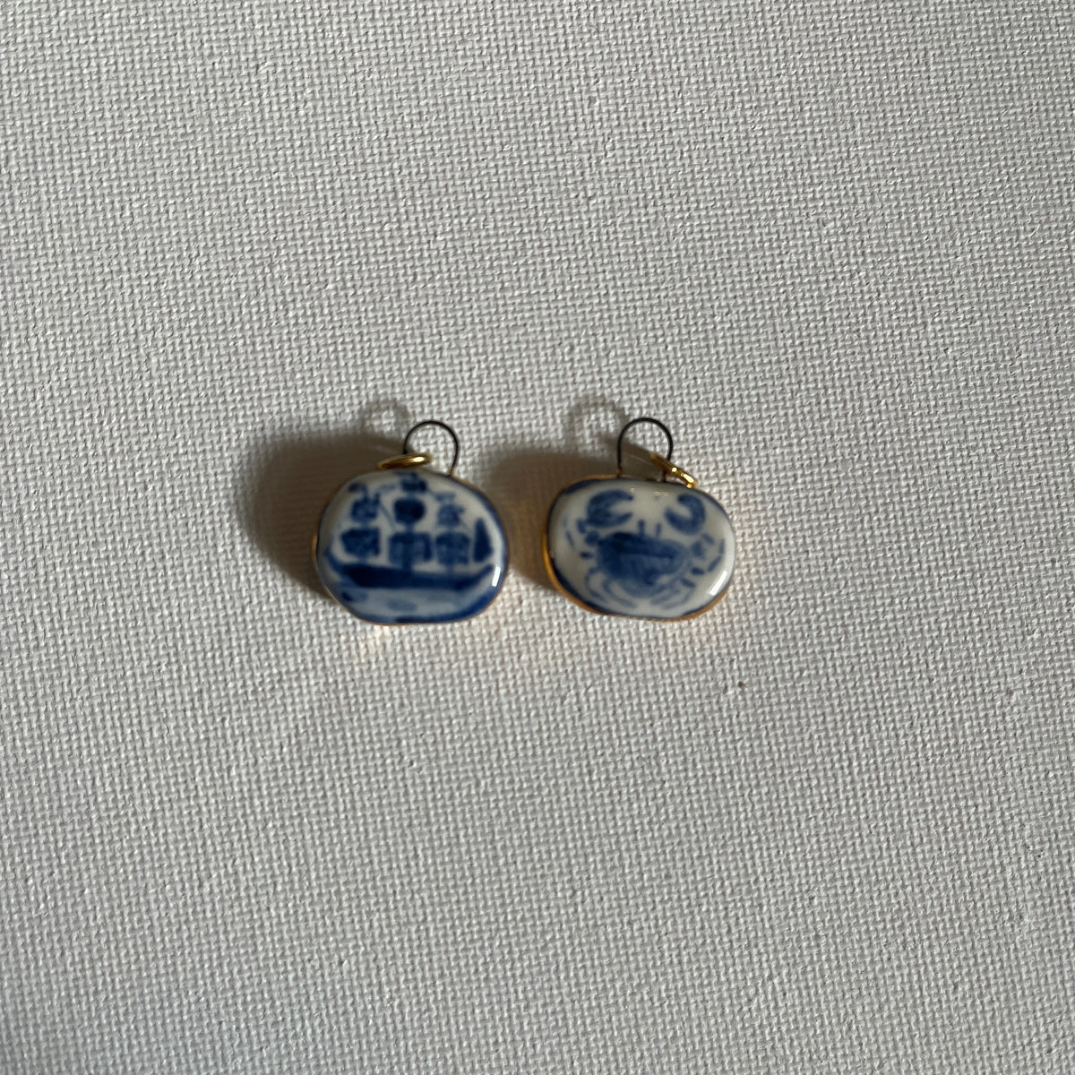 Porcelain and Gold Lustre Pendant - Crab