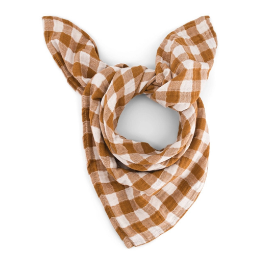 Square Scarf - Caramel Gingham Check