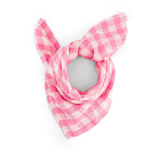 Square Scarf - Pink Gingham Check