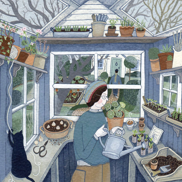 Greetings Card - In The Potting Shed