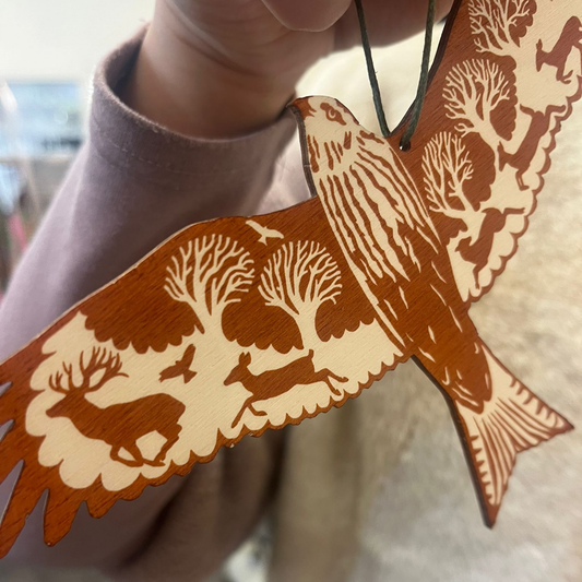 Hanging Wooden Decoration - Red Kite