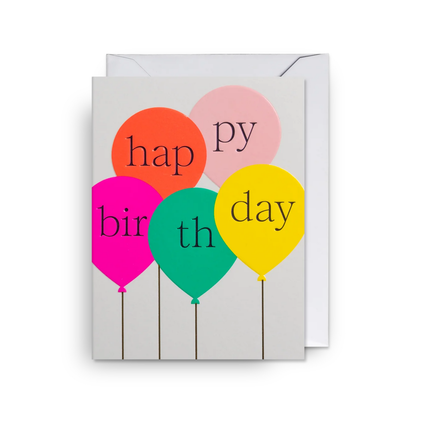 Mini Greetings Card - Happy Birthday Neon Balloons