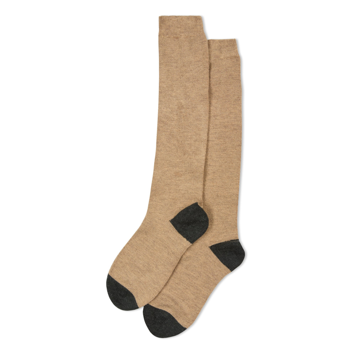 Cosy Wool Blend Socks - Biscuit & Charcoal