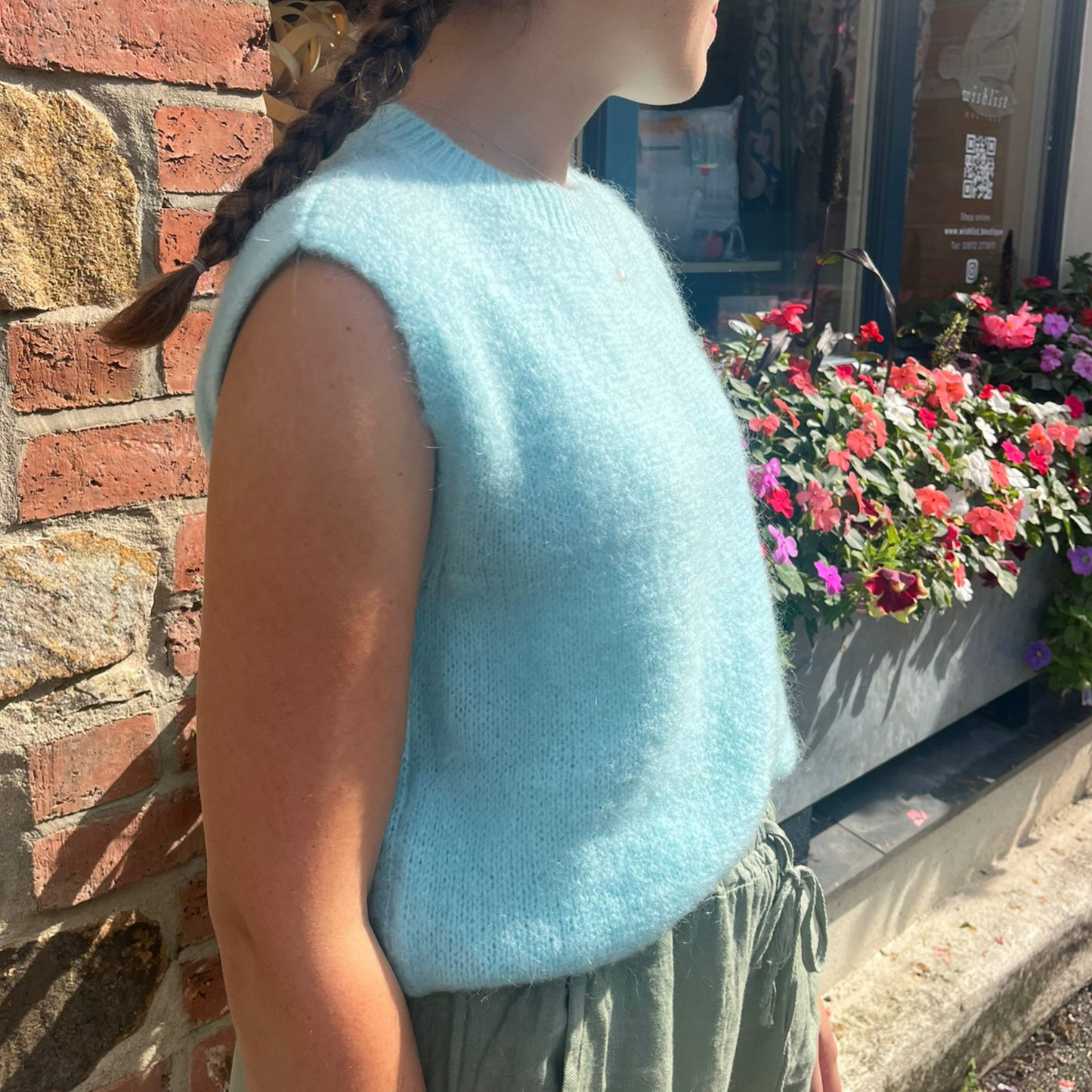 Kathrine Mohair Crewneck Vest - Sea Foam