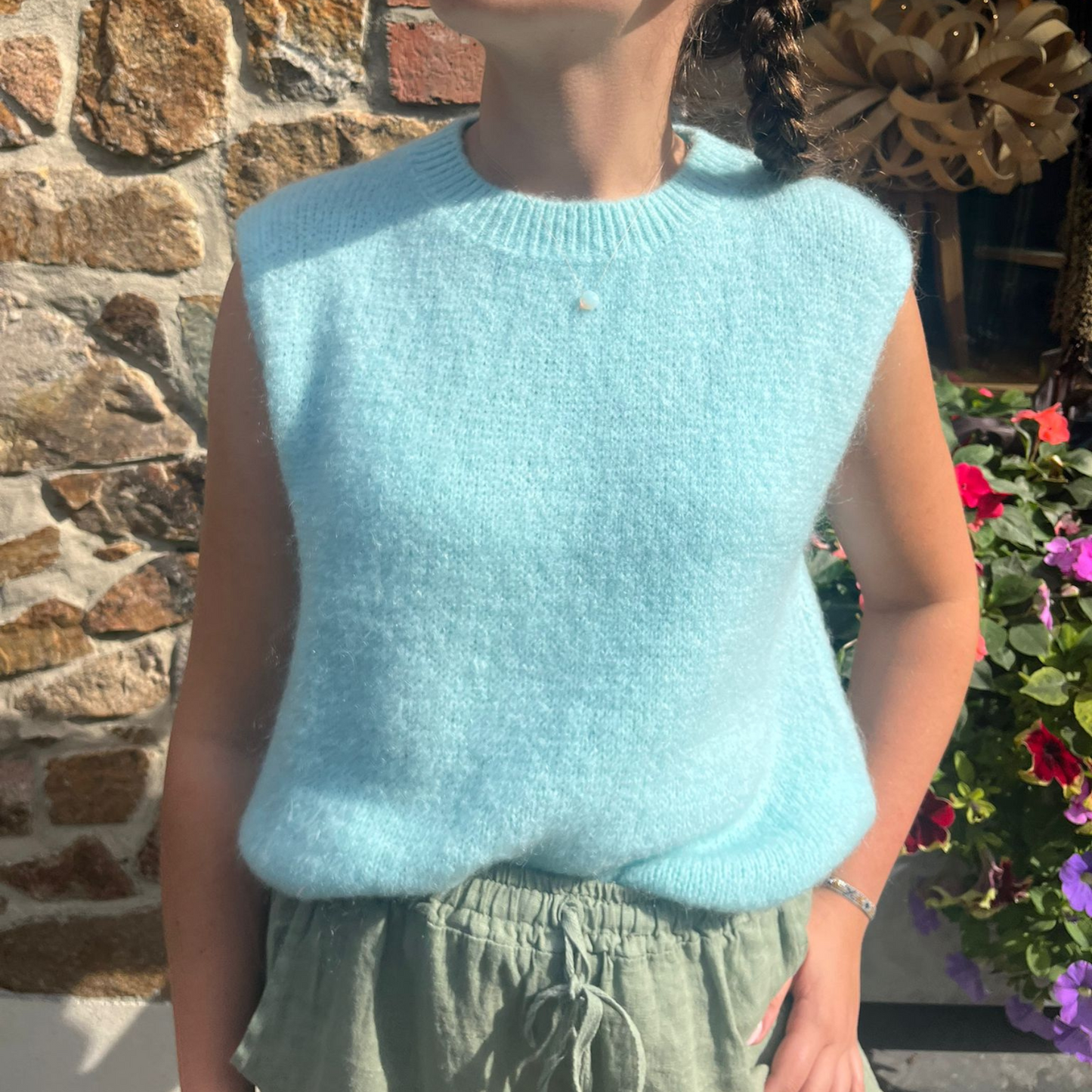 Kathrine Mohair Crewneck Vest - Sea Foam