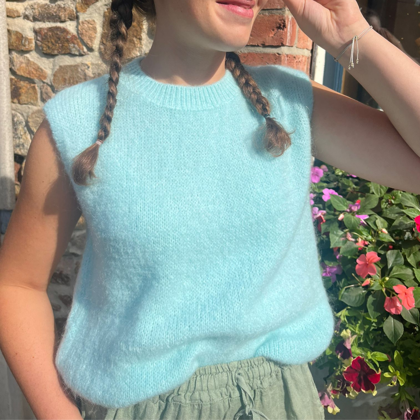 Kathrine Mohair Crewneck Vest - Sea Foam
