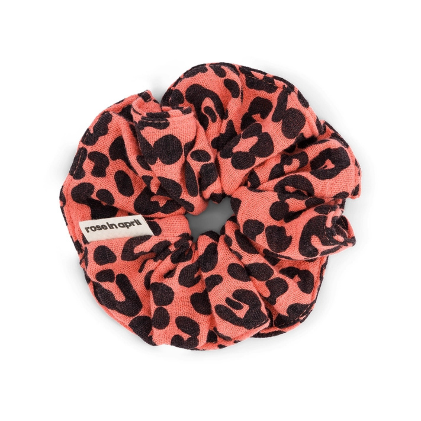 Hair Scrunchie - Coral Leopard Print
