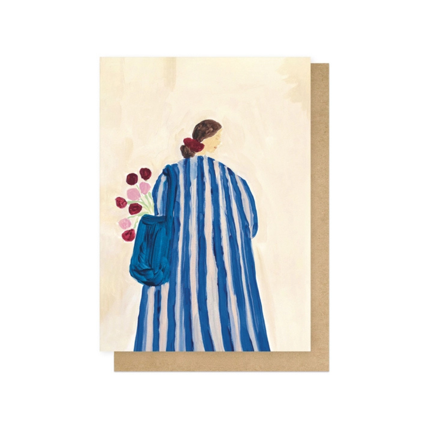 Greetings Card - Lady with Flowers