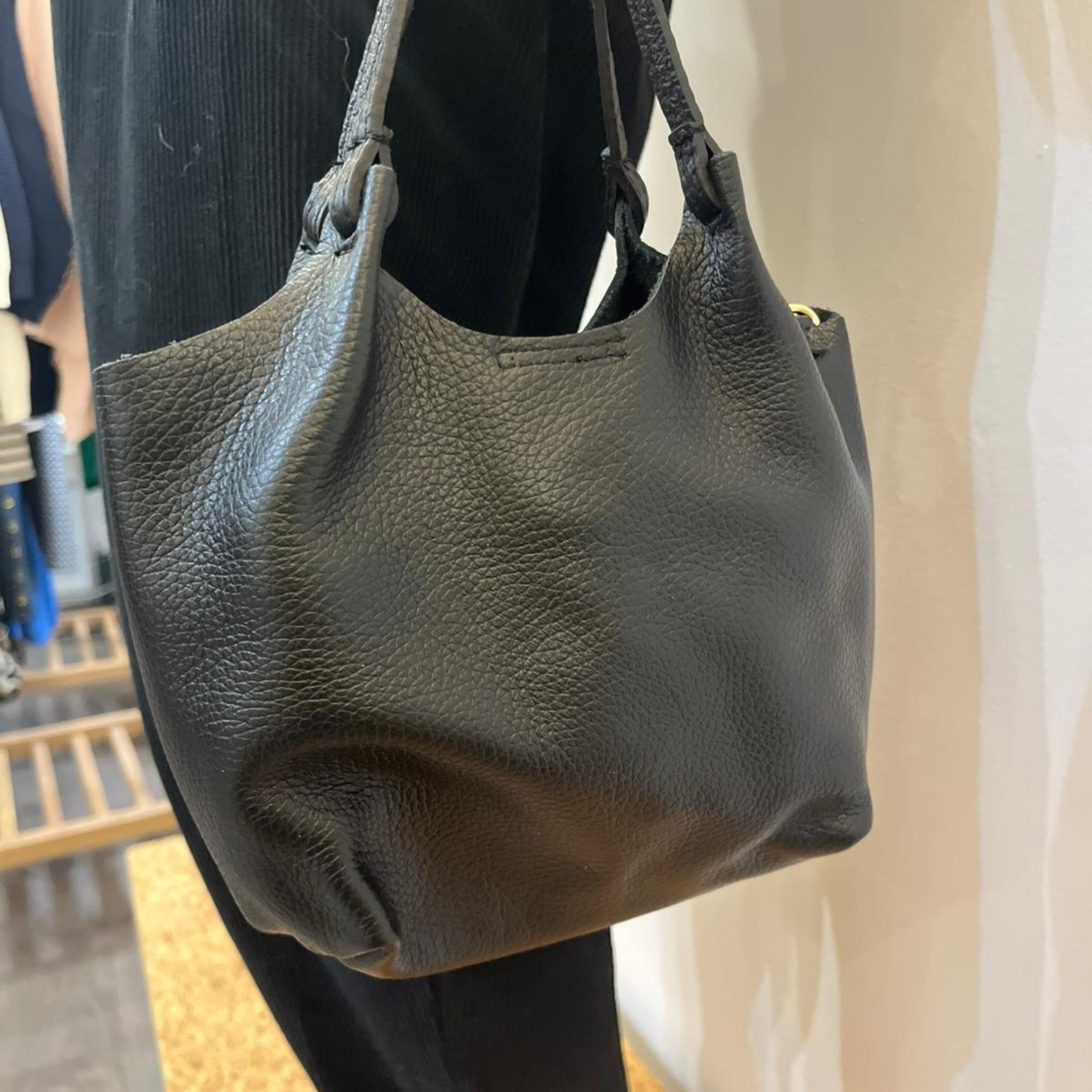 Leather Crossbody Bag - Black