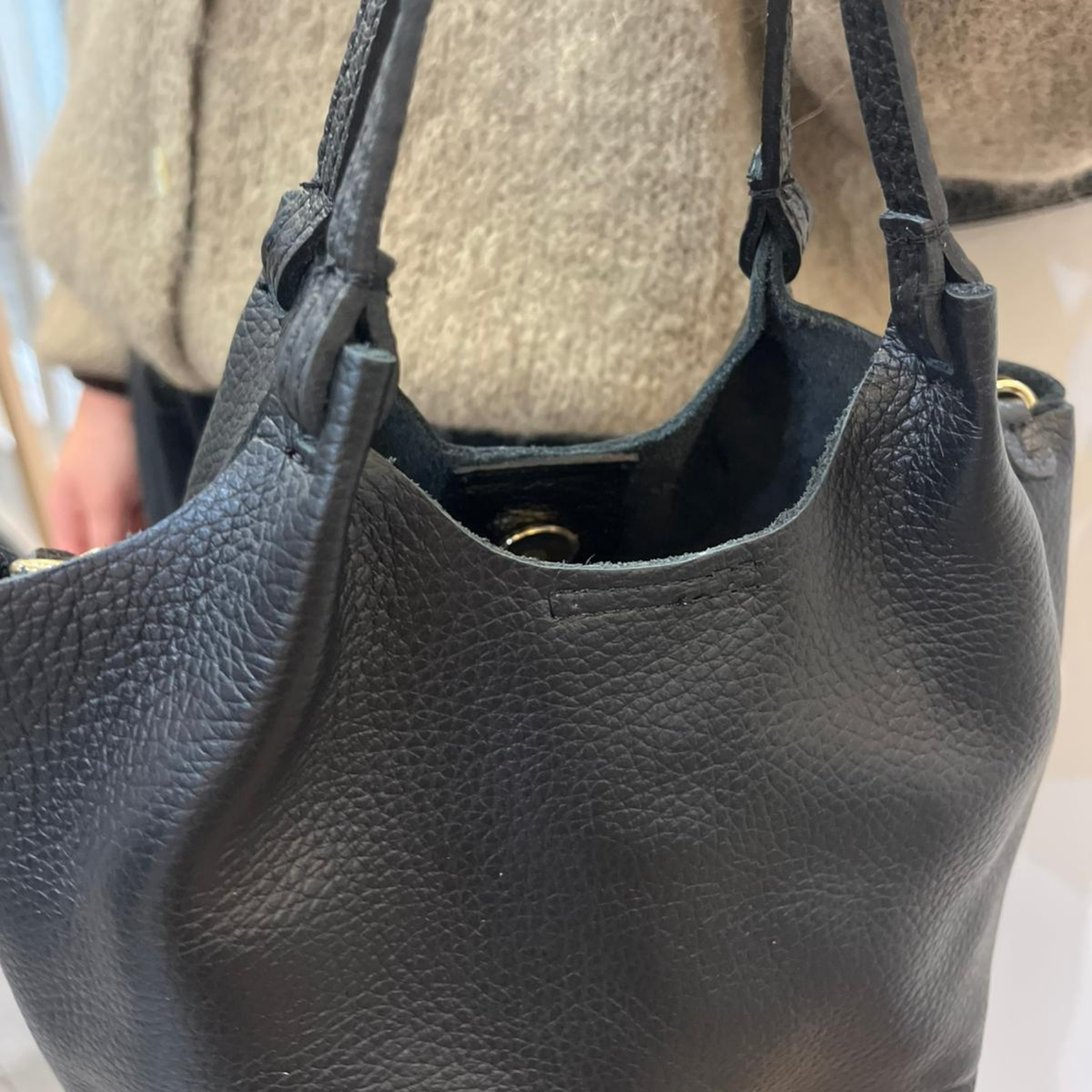 Leather Crossbody Bag - Black