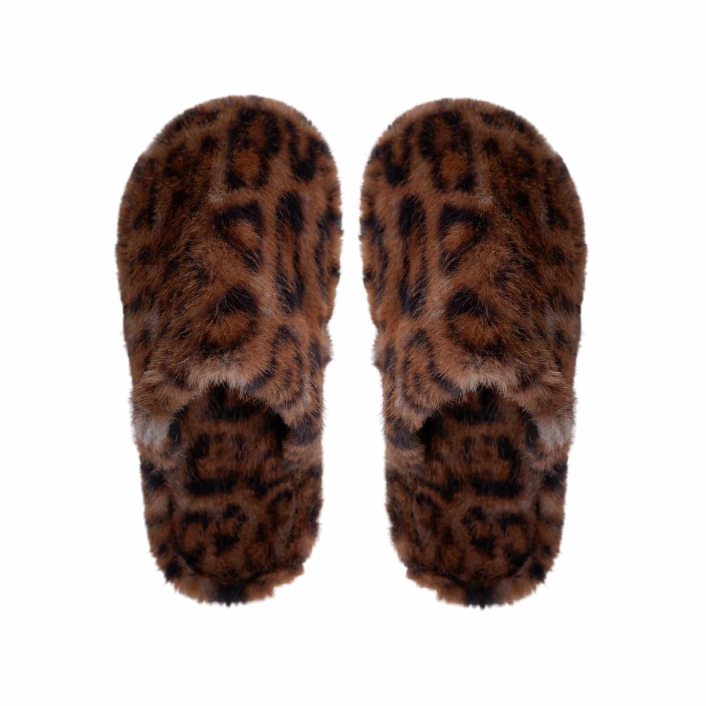 Leopard Print Slippers - Mocha Brown