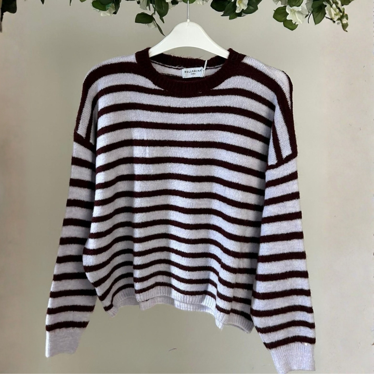 Alpaca Blend Striped Jumper - Lilac & Burgundy