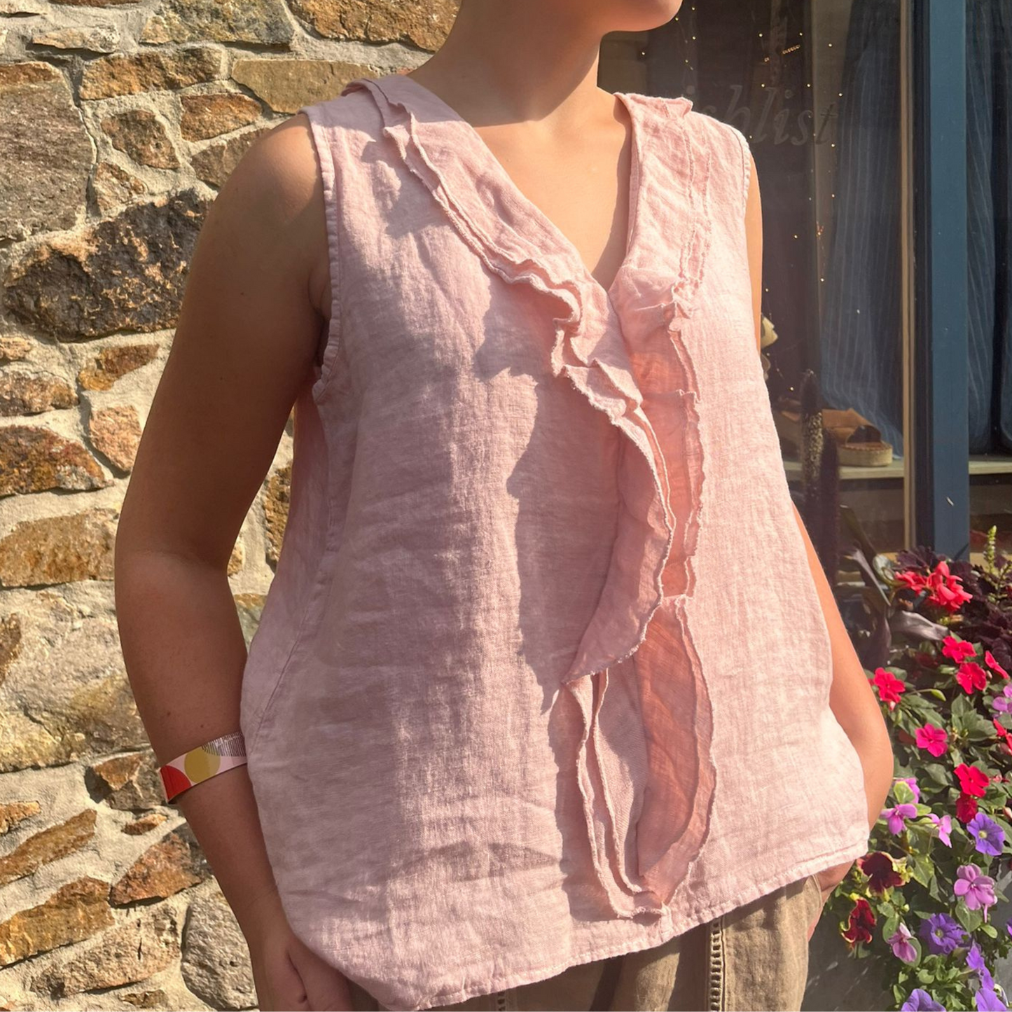 Linen Sleeveless Blouse - Rose