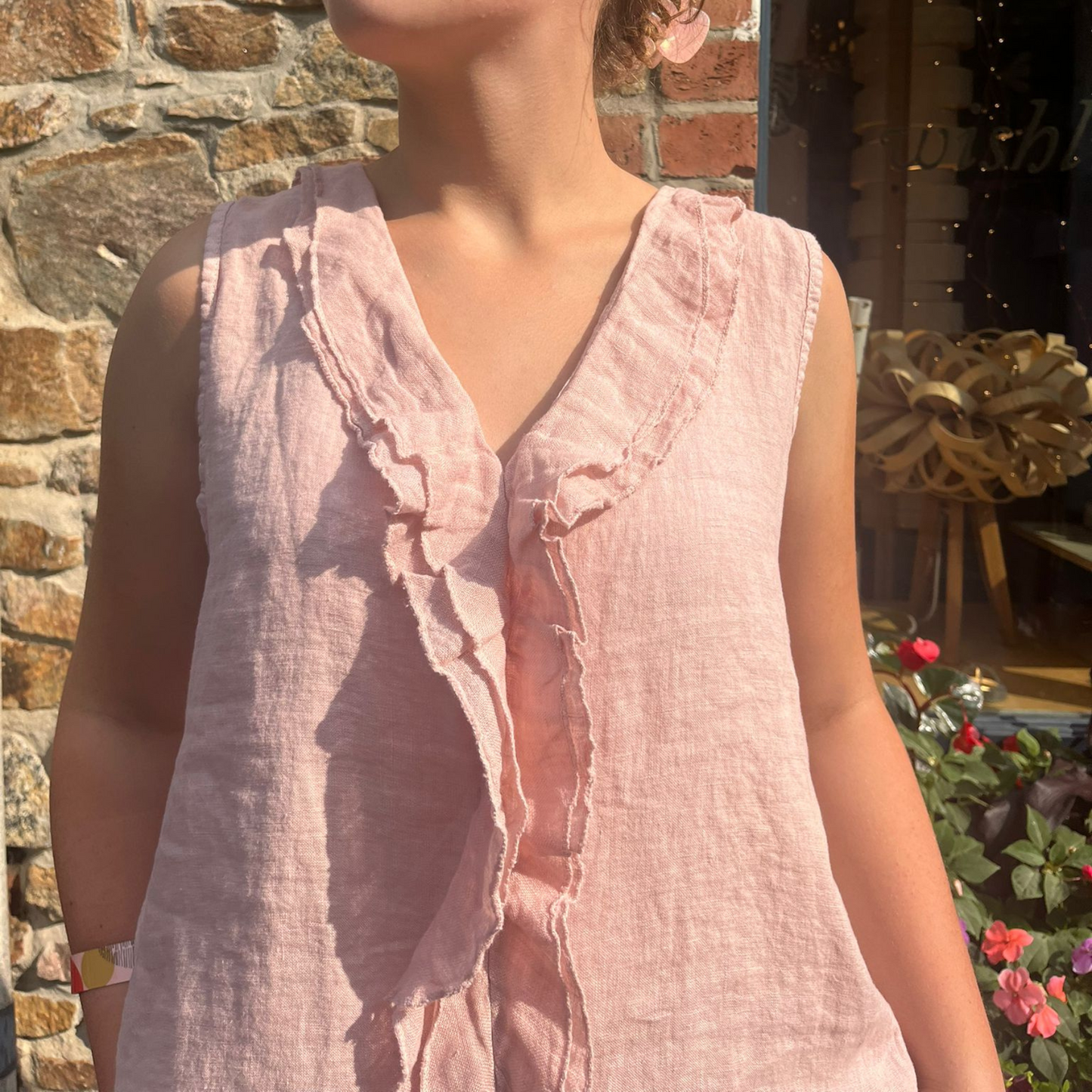 Linen Sleeveless Blouse - Rose