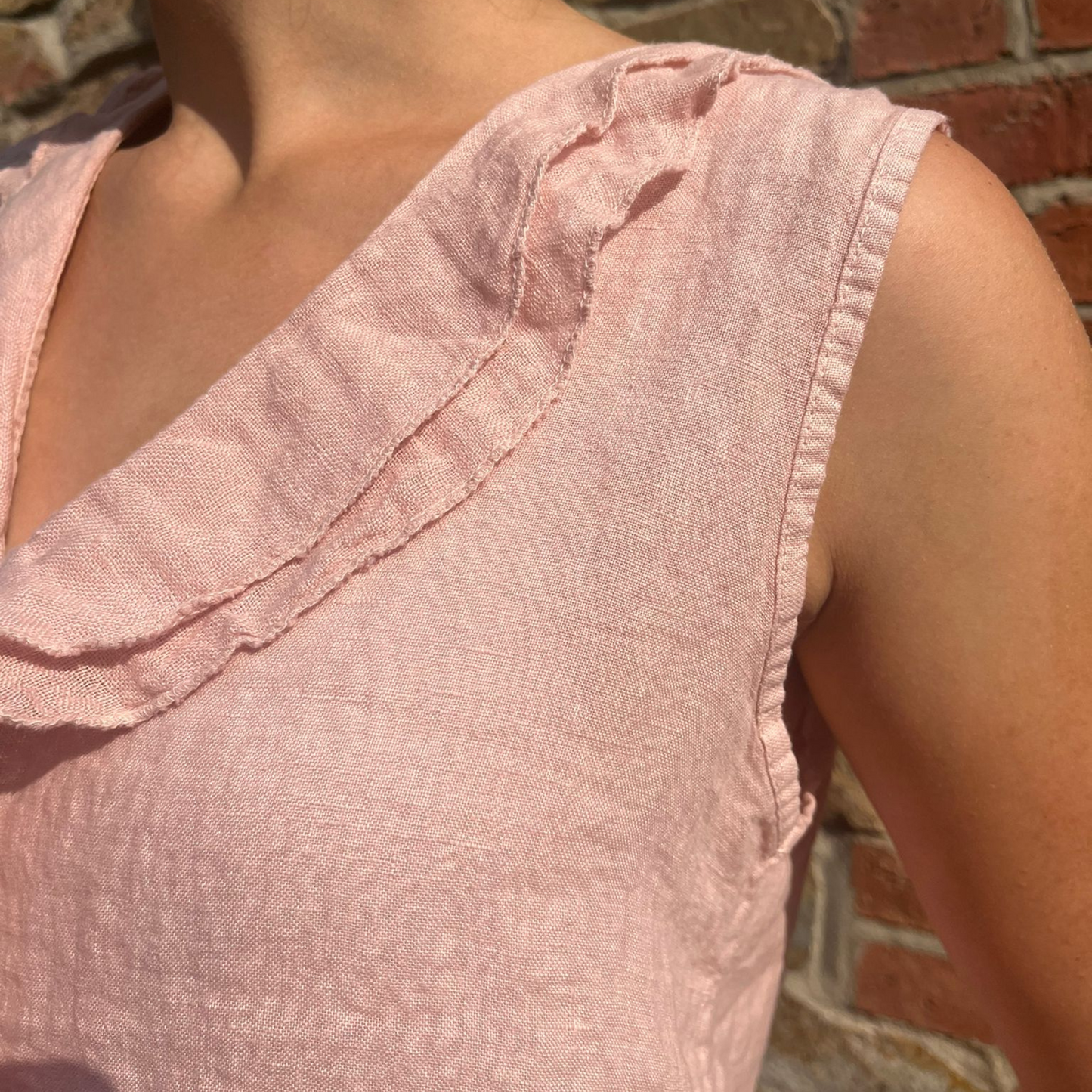 Linen Sleeveless Blouse - Rose