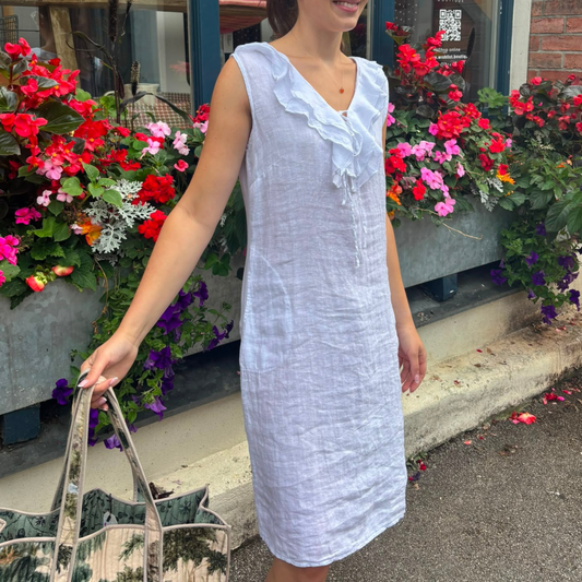 Linen Summer Dress - White