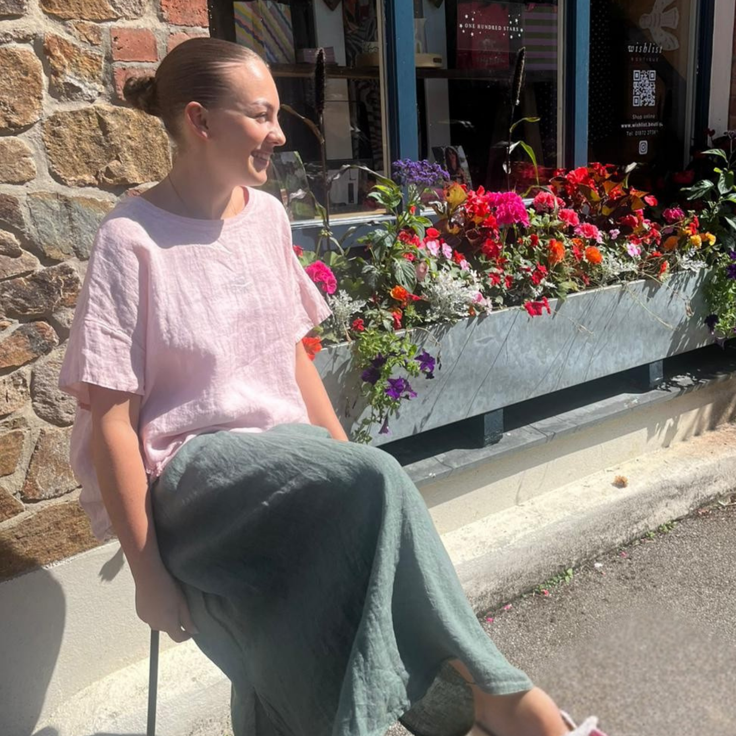 Linen T-Shirt Blouse - Rose Pink
