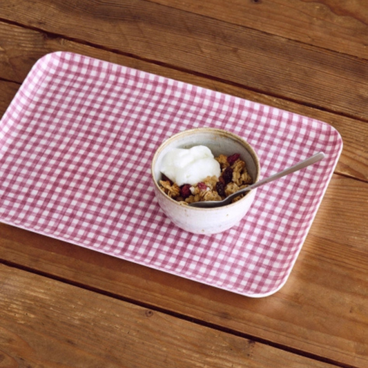 Linen Tray - Pink and White Check