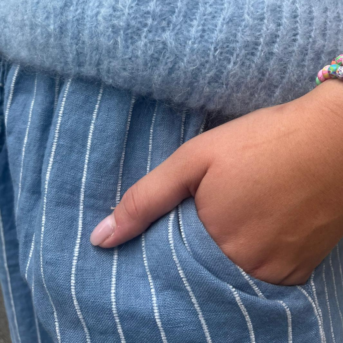 Linen Trousers - Denim Blue Stripe
