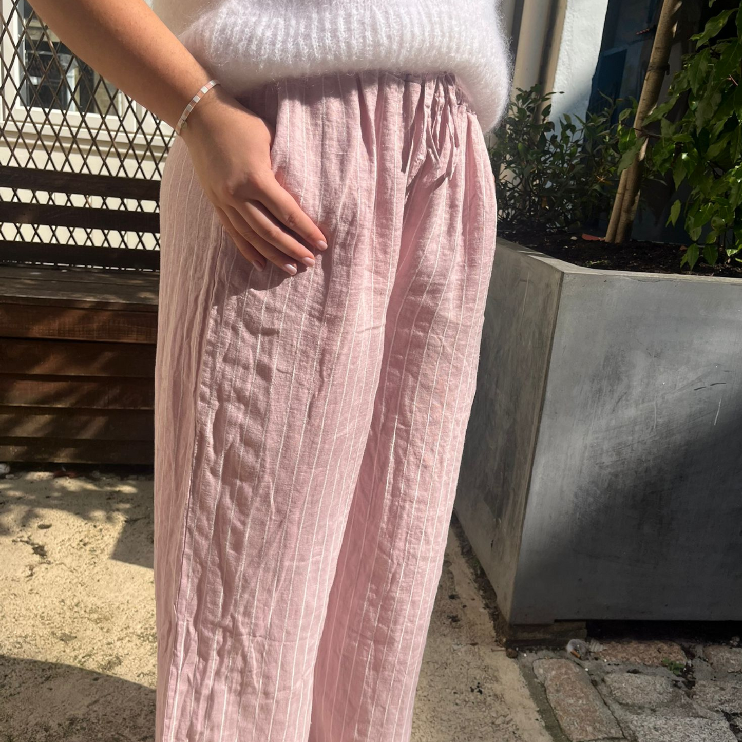 Linen Trousers - Pink Stripe